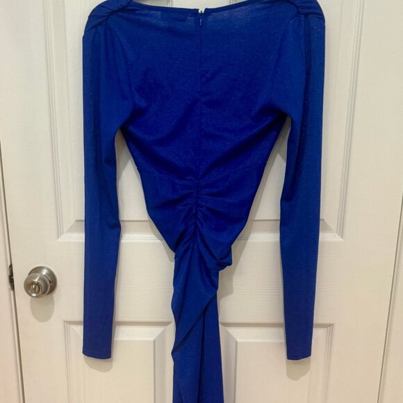 RONNIE KOBO LARA TWIST METALLIC ROYAL BLUE JERSEY DRESS - Picture 6 of 10
